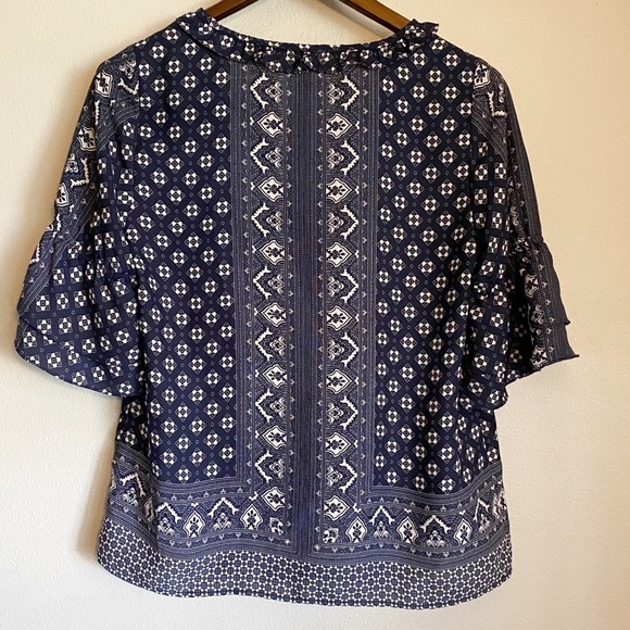 Skies Are Blue Semi Sheer Ruffle Sleeve Blouse - Picture 8 of 8